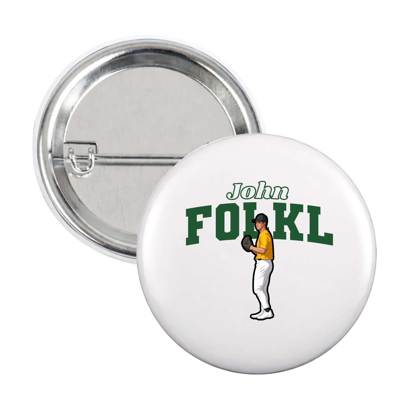 Game Day Button — Name Arch in White