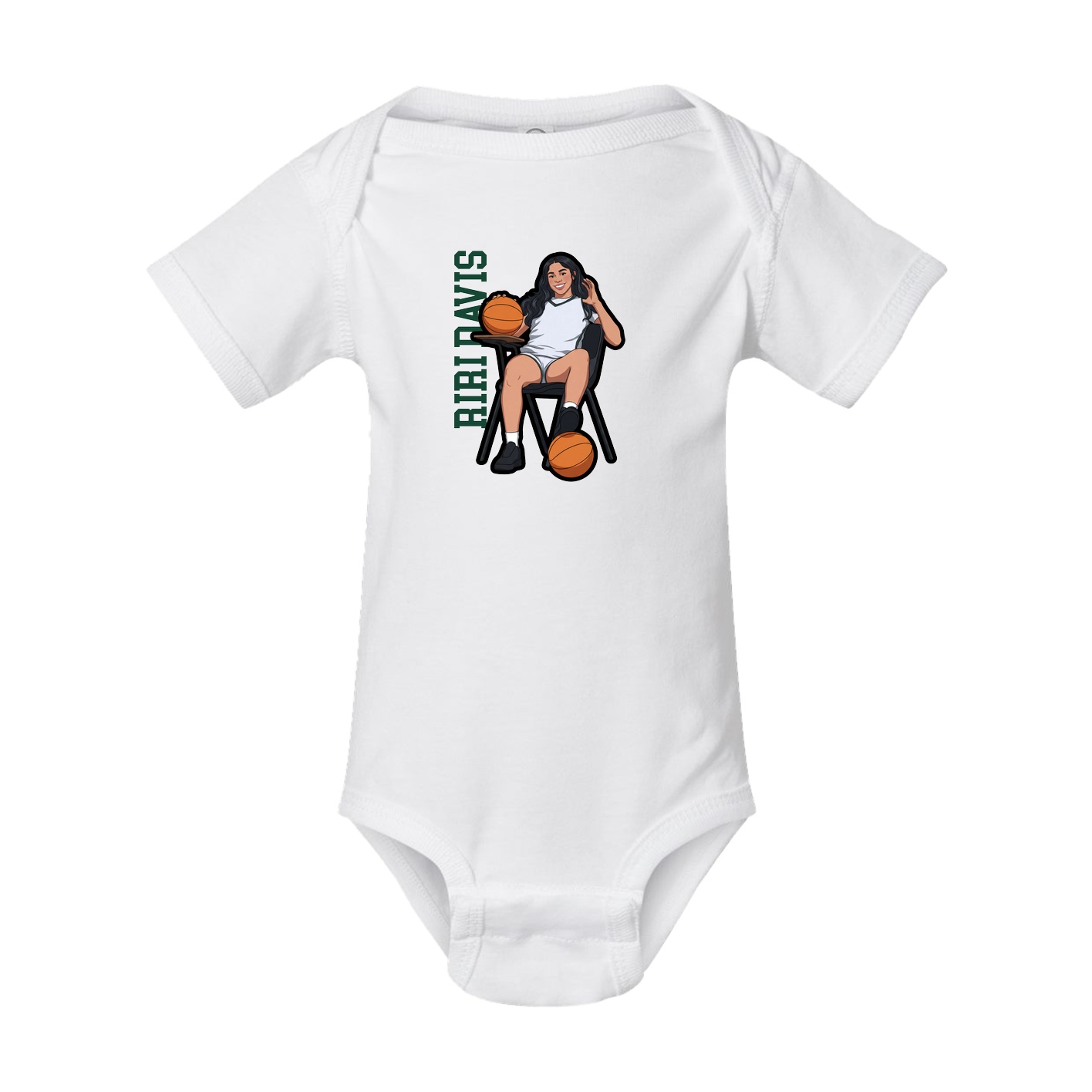 Baby Onesie — Name Vertical in White