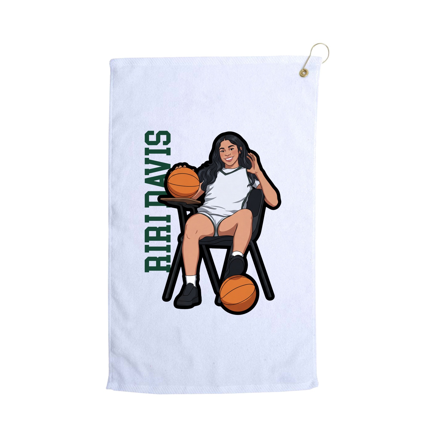 Golf Towel — Name Vertical in White