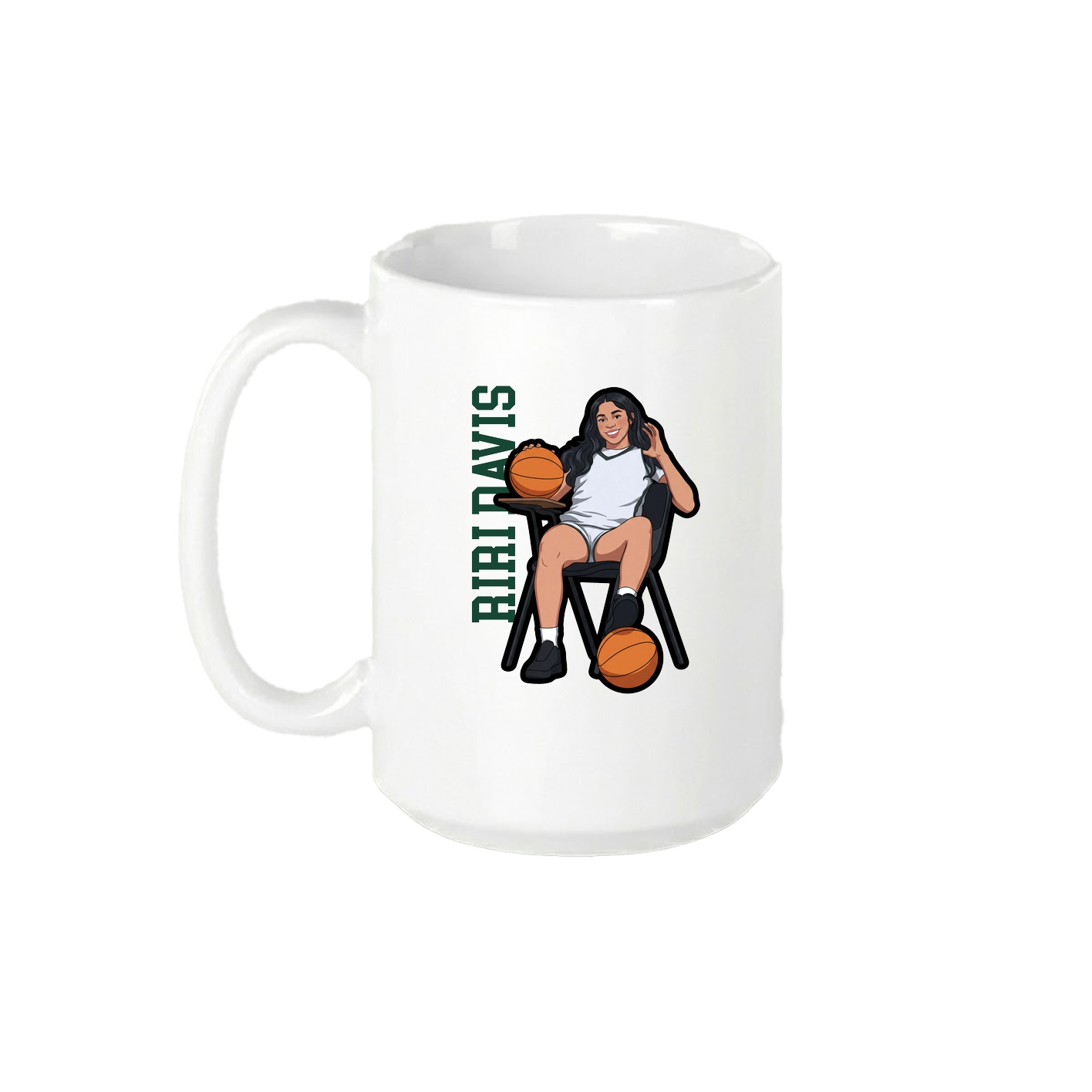 15oz Coffee Mug — Name Vertical in White