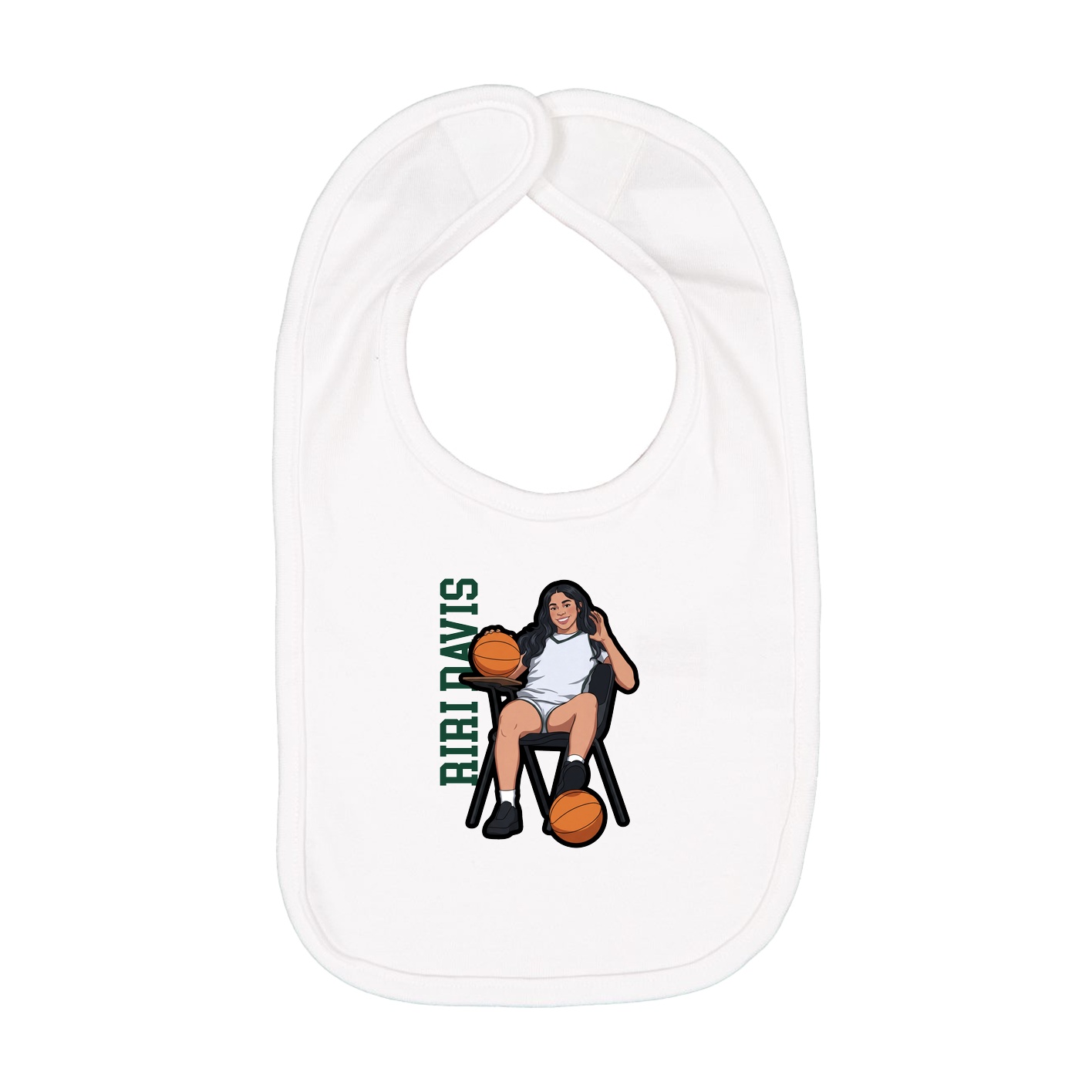 Infant Bib — Name Vertical in White