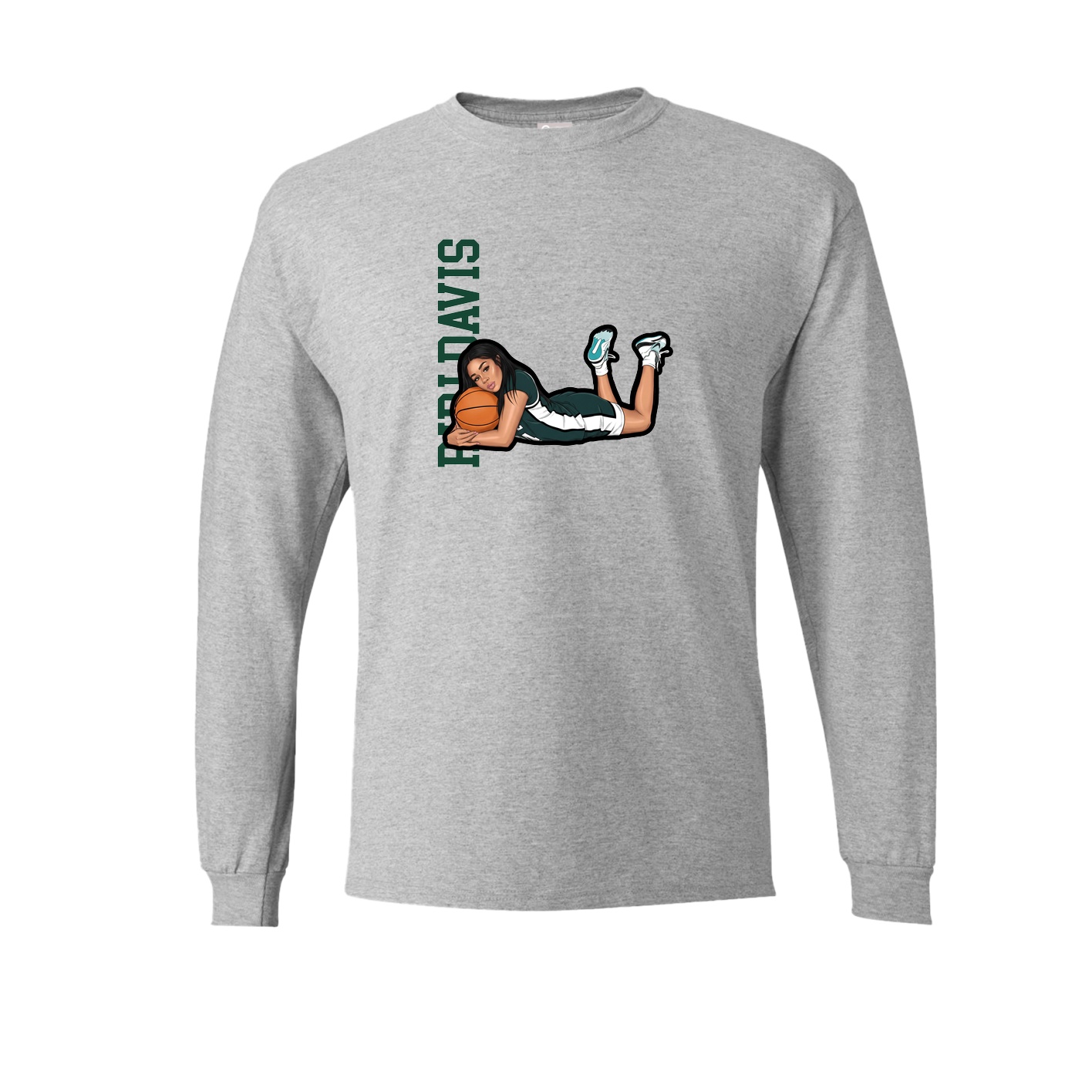 Long Sleeve Tee — Name Vertical in Grey