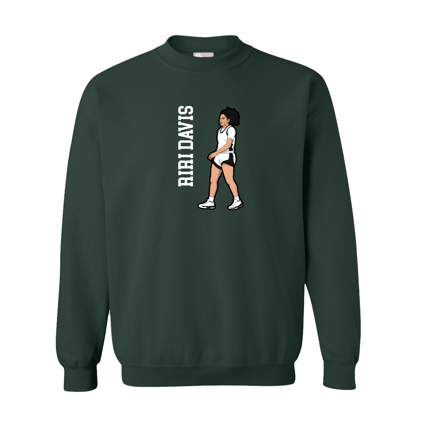 Fleece Crew — Name Vertical in Green