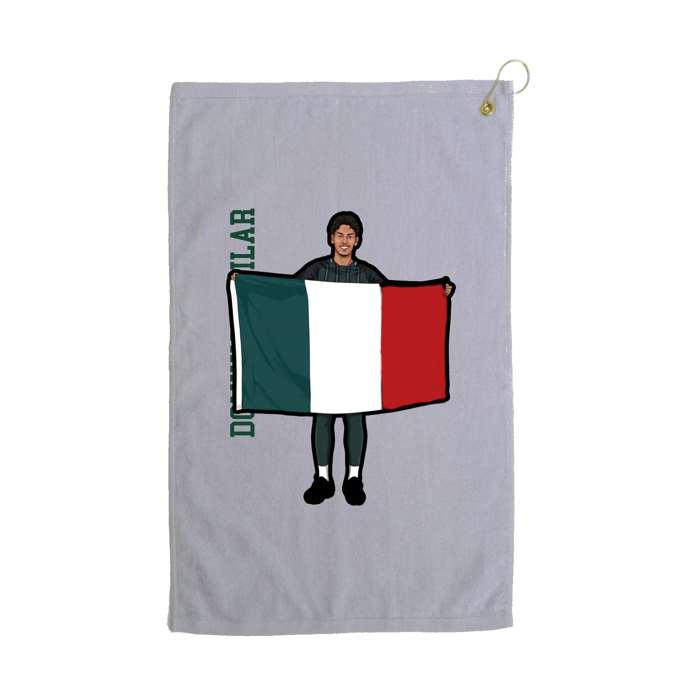 Golf Towel — Name Vertical in Grey