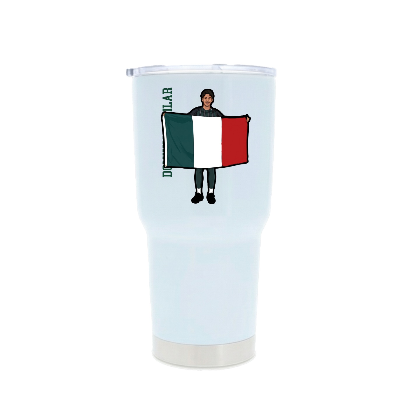 30oz Stainless Steel Tumbler — Name Vertical in White