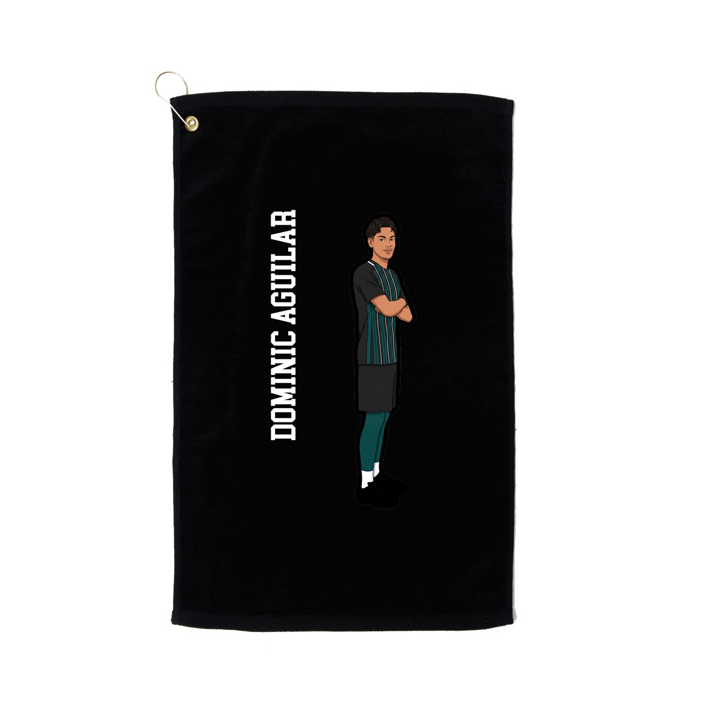 Golf Towel — Name Vertical in Black