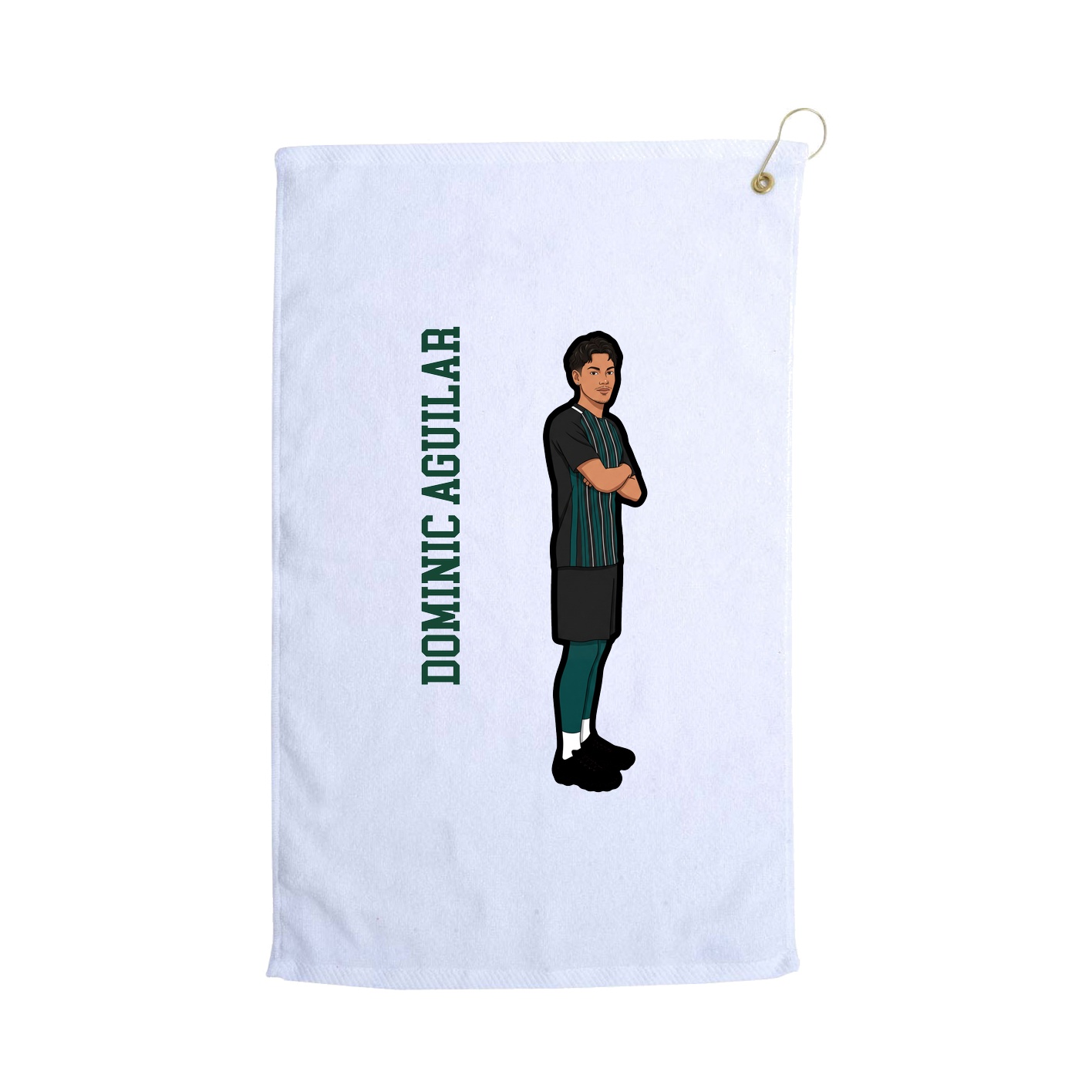 Golf Towel — Name Vertical in White