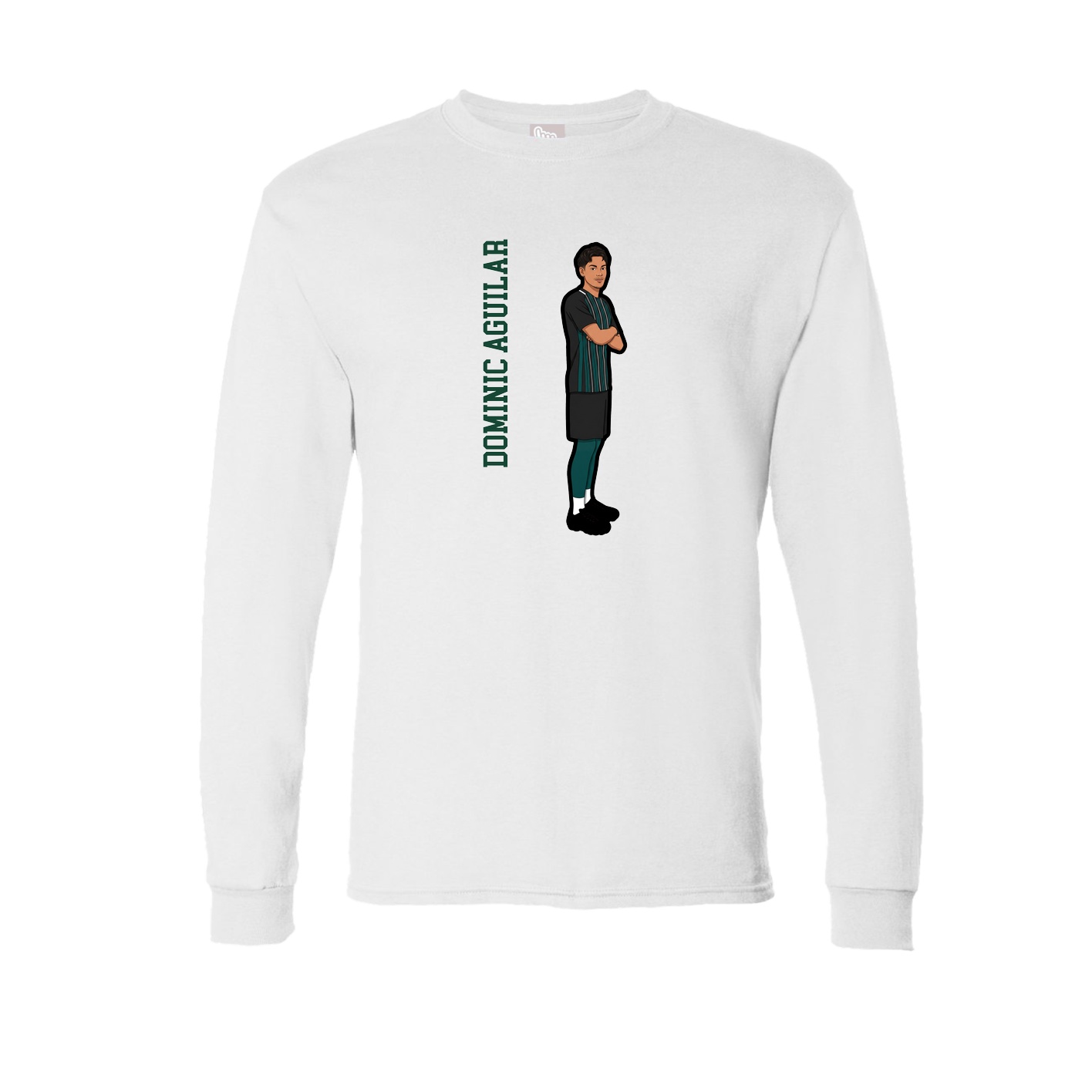 Long Sleeve Tee — Name Vertical in White