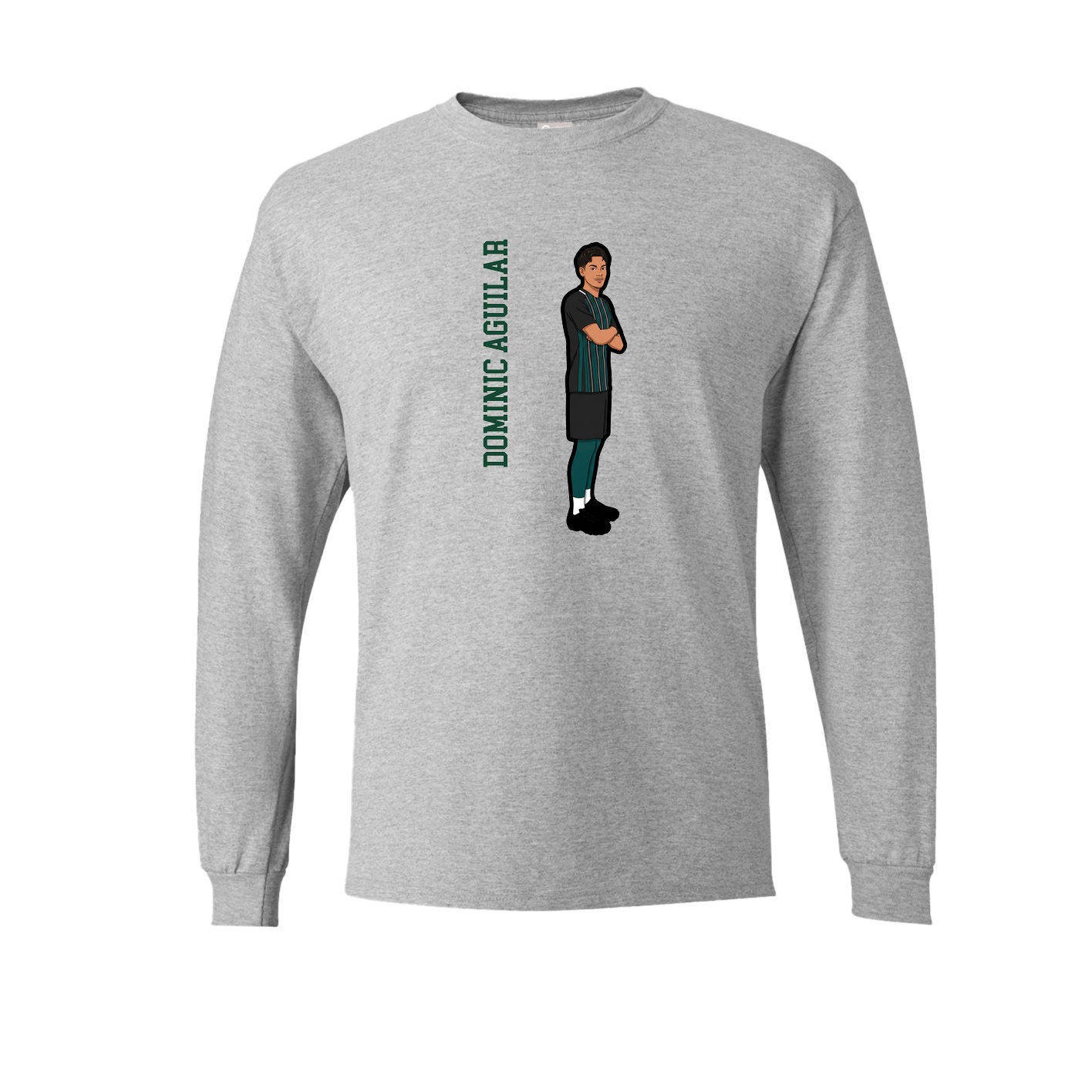 Long Sleeve Tee — Name Vertical in Grey