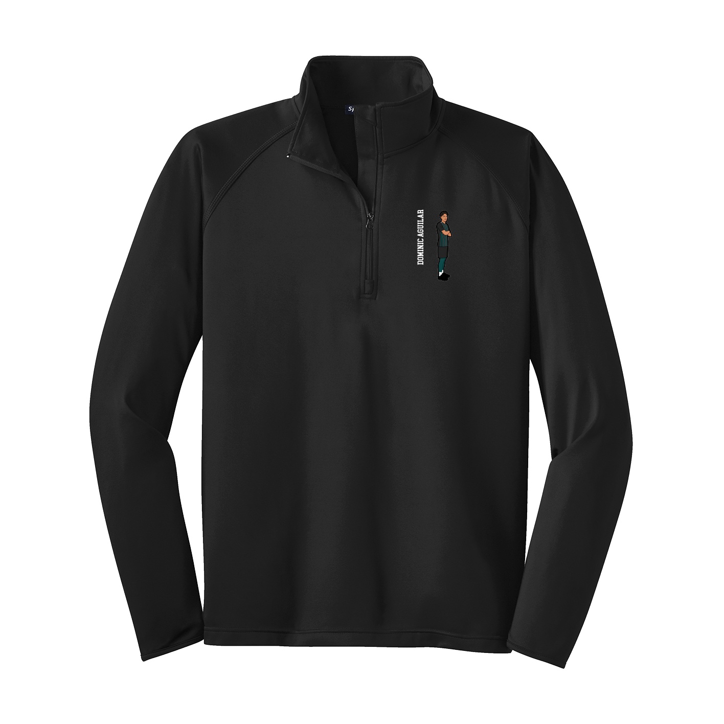 Q-Zip Pullover — Name Vertical in Black