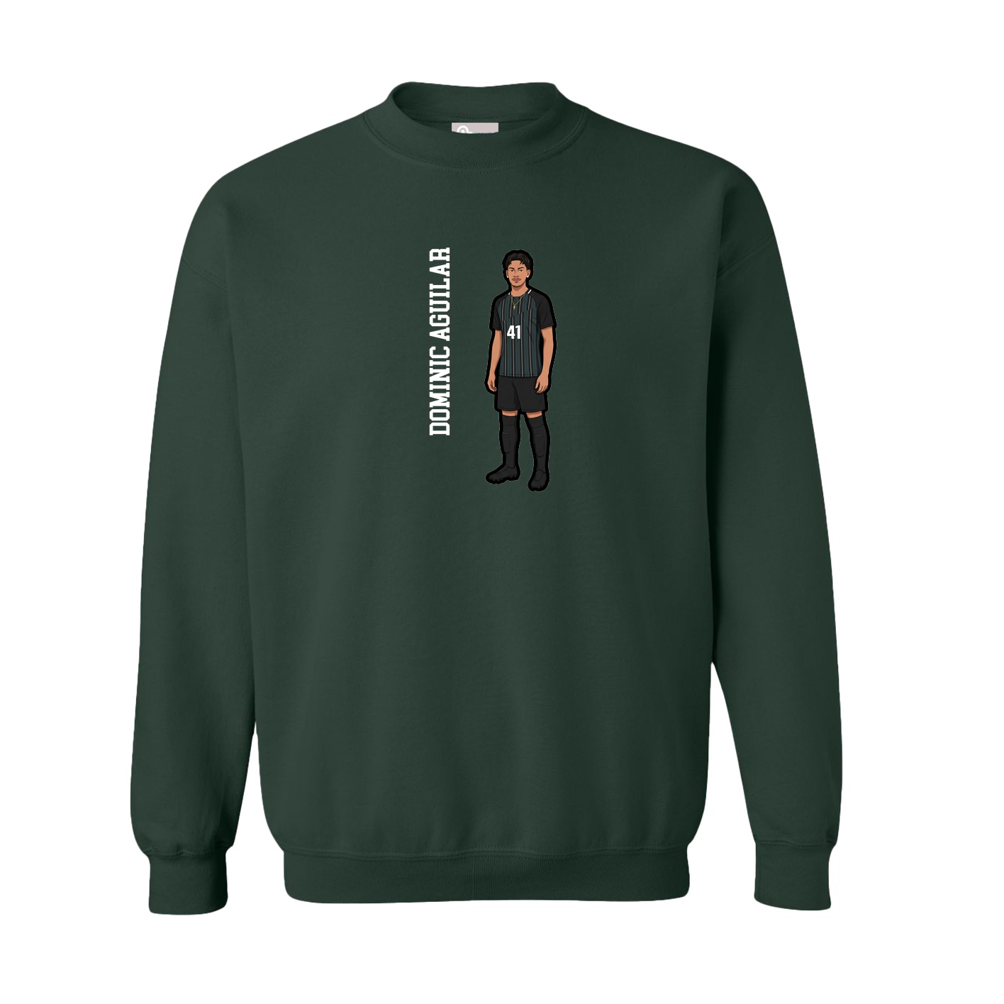 Fleece Crew — Name Vertical in Green