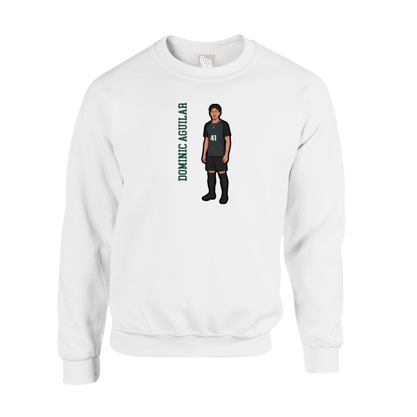 Fleece Crew — Name Vertical in White