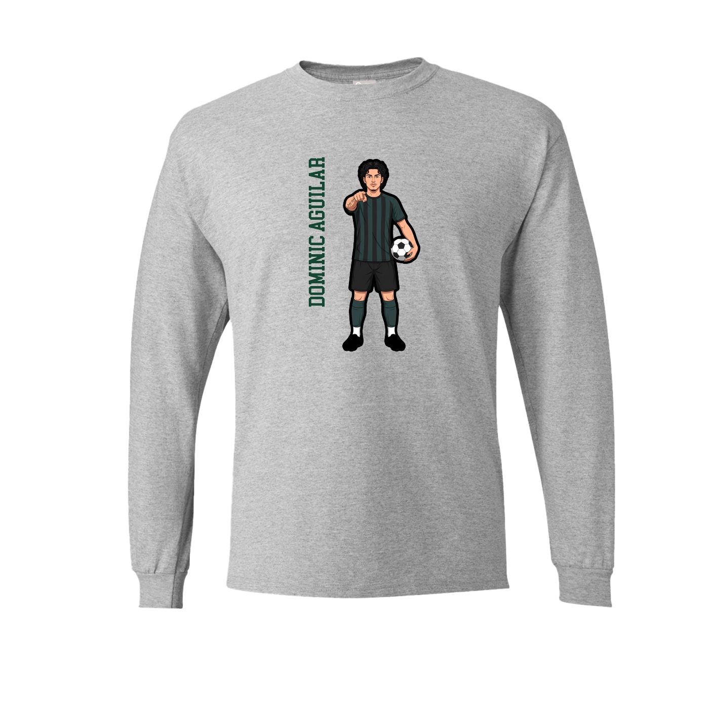 Long Sleeve Tee — Name Vertical in Grey