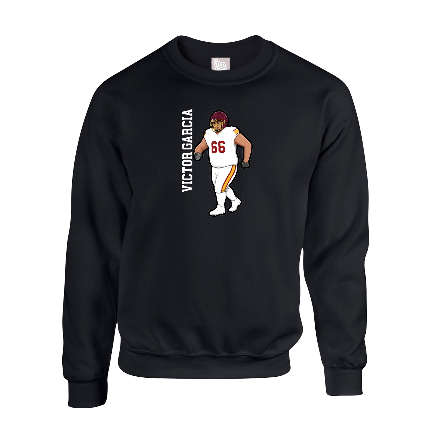 Fleece Crew — Name Vertical in Black