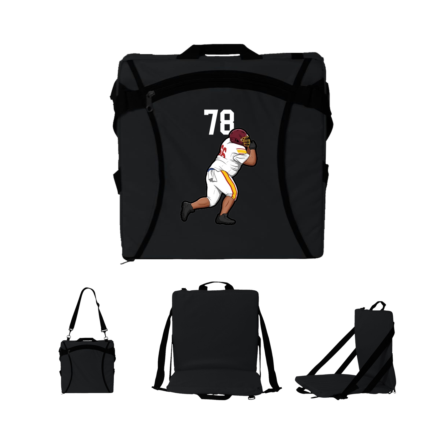 Folding Stadium Seat — Number Top in Black
