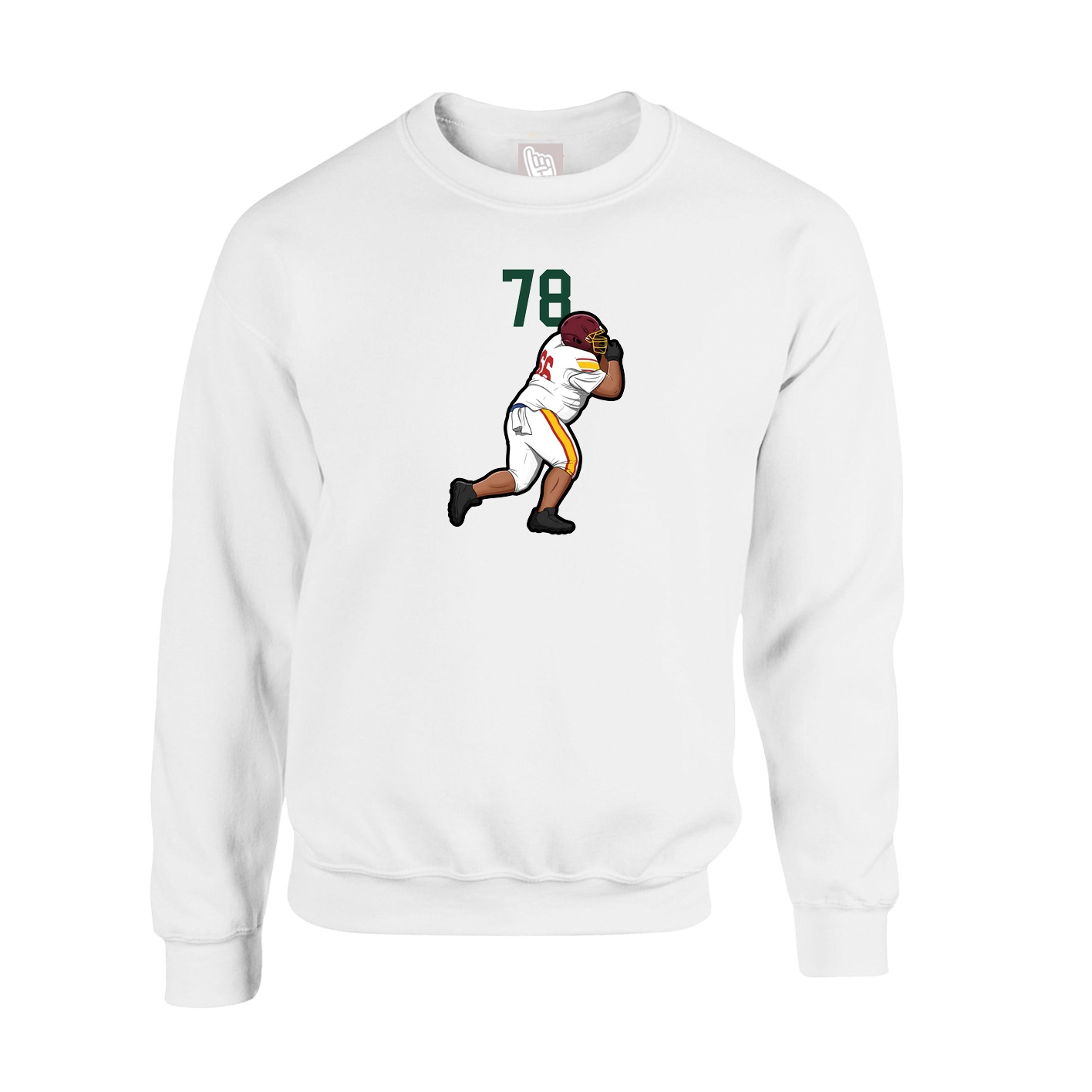 Fleece Crew — Number Top in White