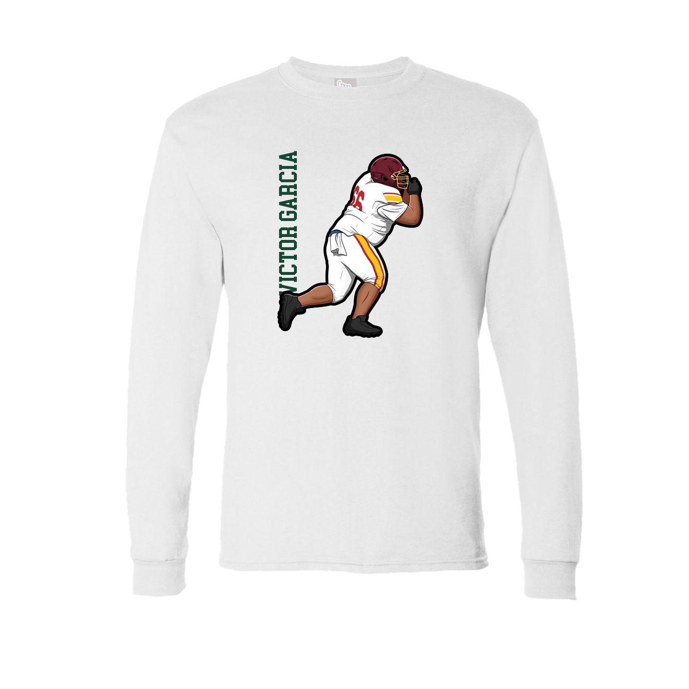 Long Sleeve Tee — Name Vertical in White
