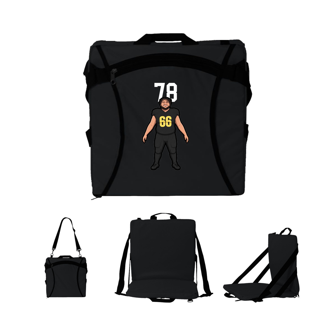 Folding Stadium Seat — Number Top in Black