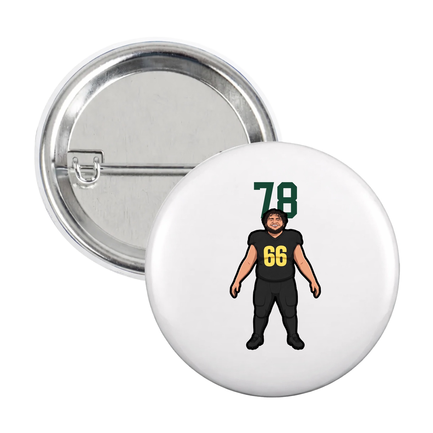 Game Day Button — Number Top in White