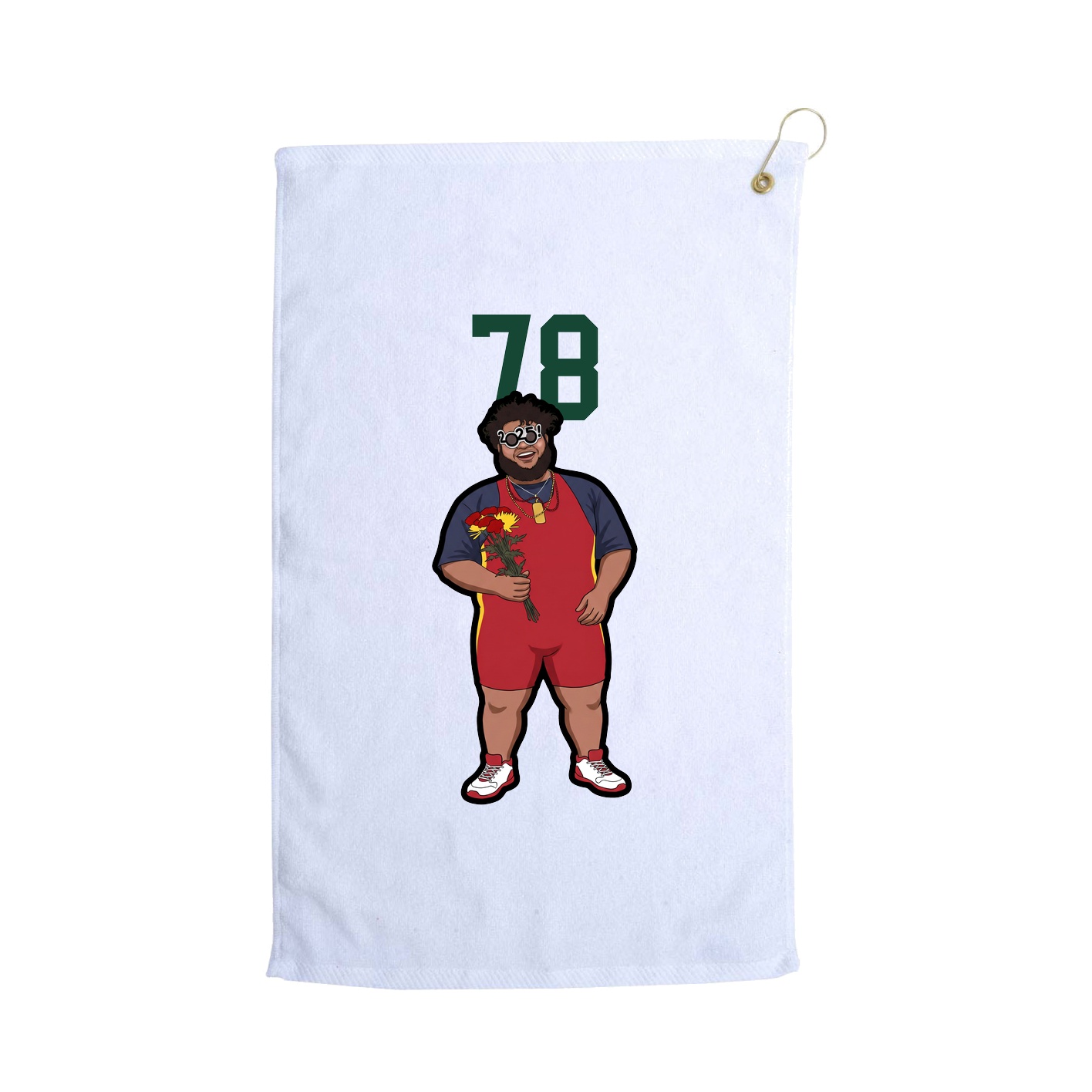 Golf Towel — Number Top in White
