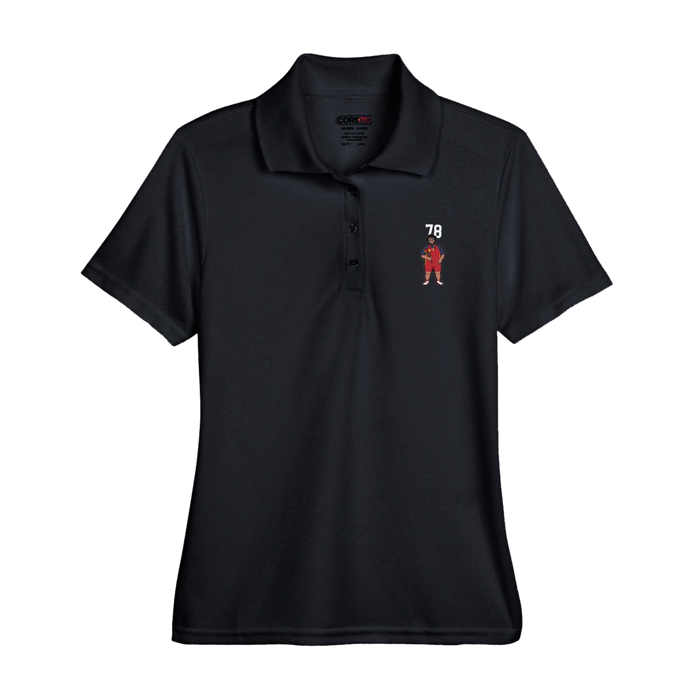 Womens Performance Polo — Number Top in Black