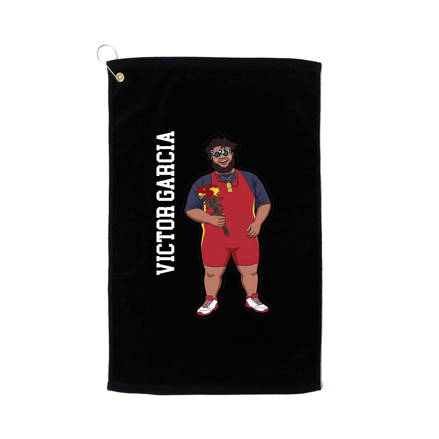 Golf Towel — Name Vertical in Black
