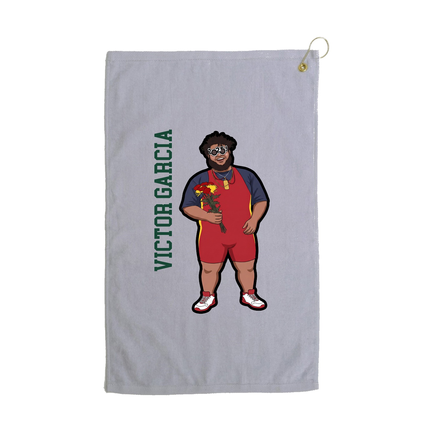 Golf Towel — Name Vertical in Grey