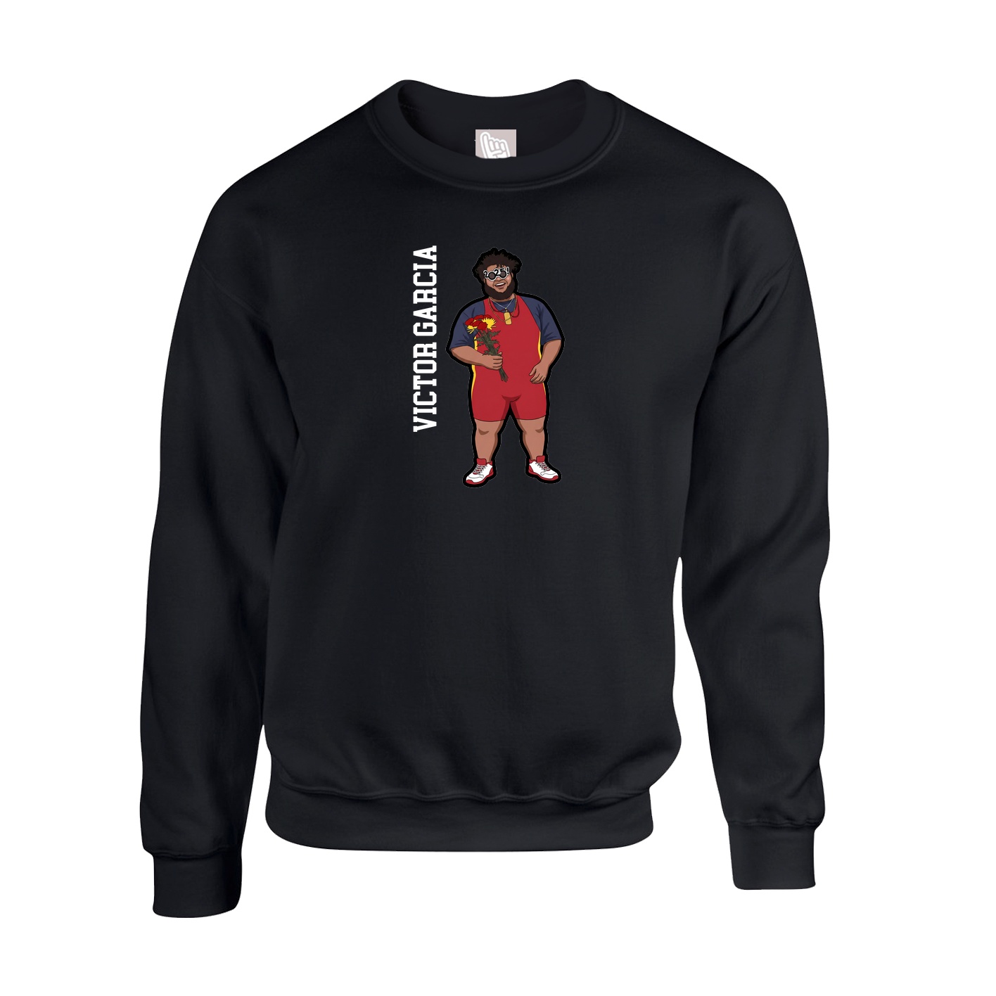 Fleece Crew — Name Vertical in Black