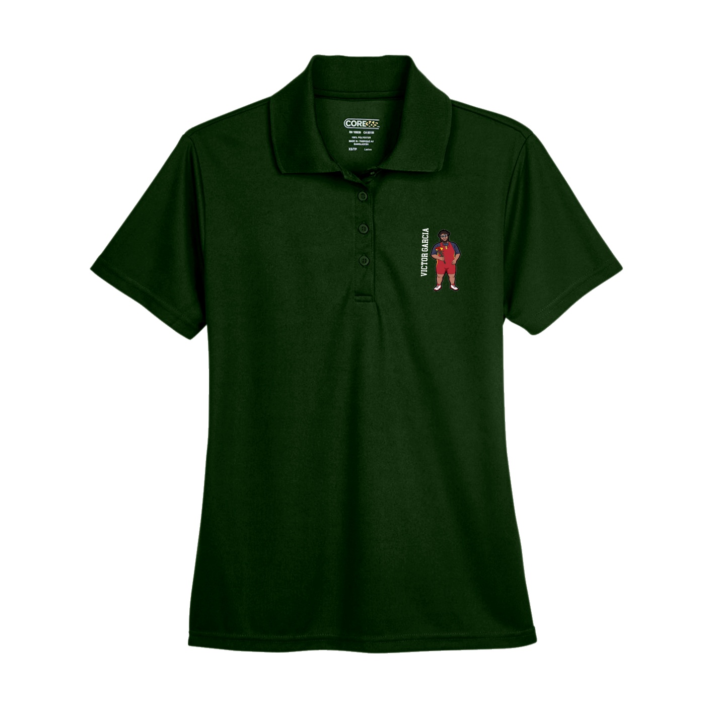 Womens Performance Polo — Name Vertical in Green