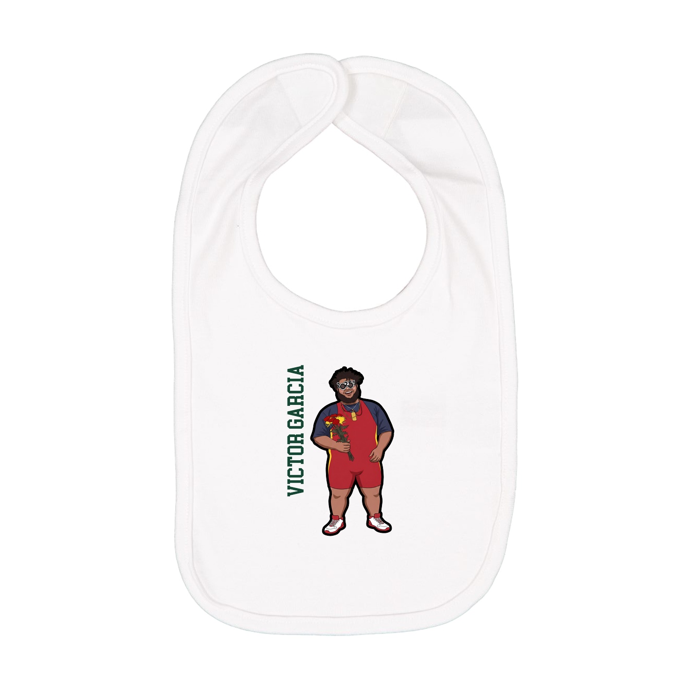 Infant Bib — Name Vertical in White