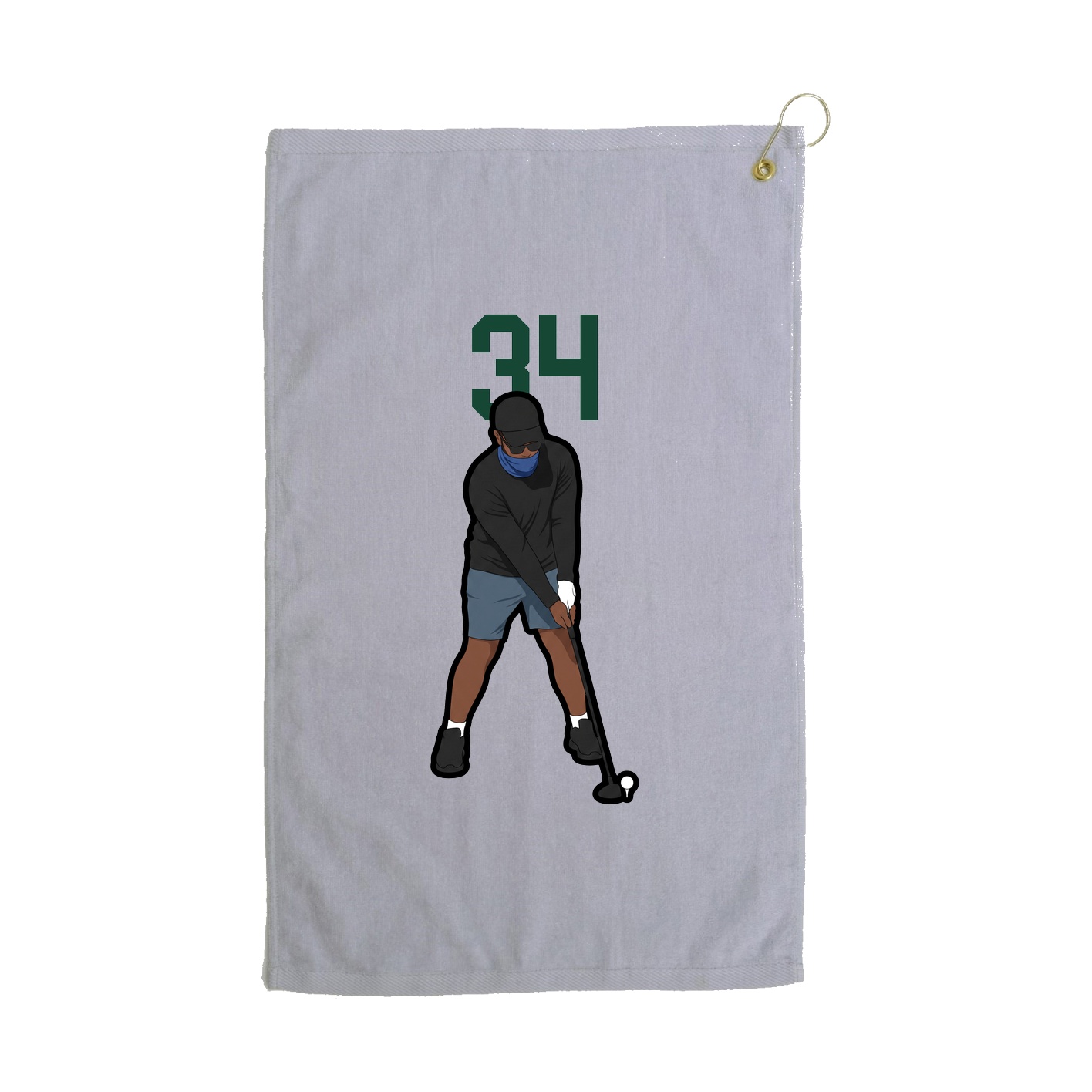 Golf Towel — Number Top in Grey