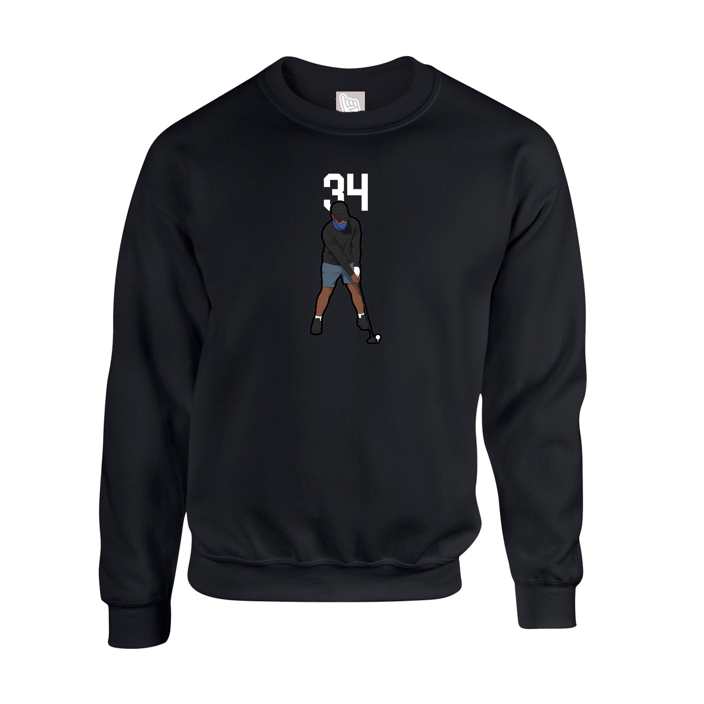 Fleece Crew — Number Top in Black