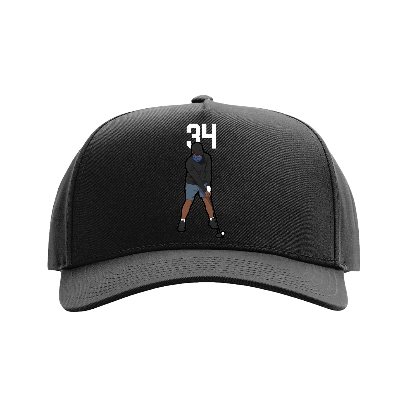 Full Fabric Five-Panel Champ Cap — Number Top in Black