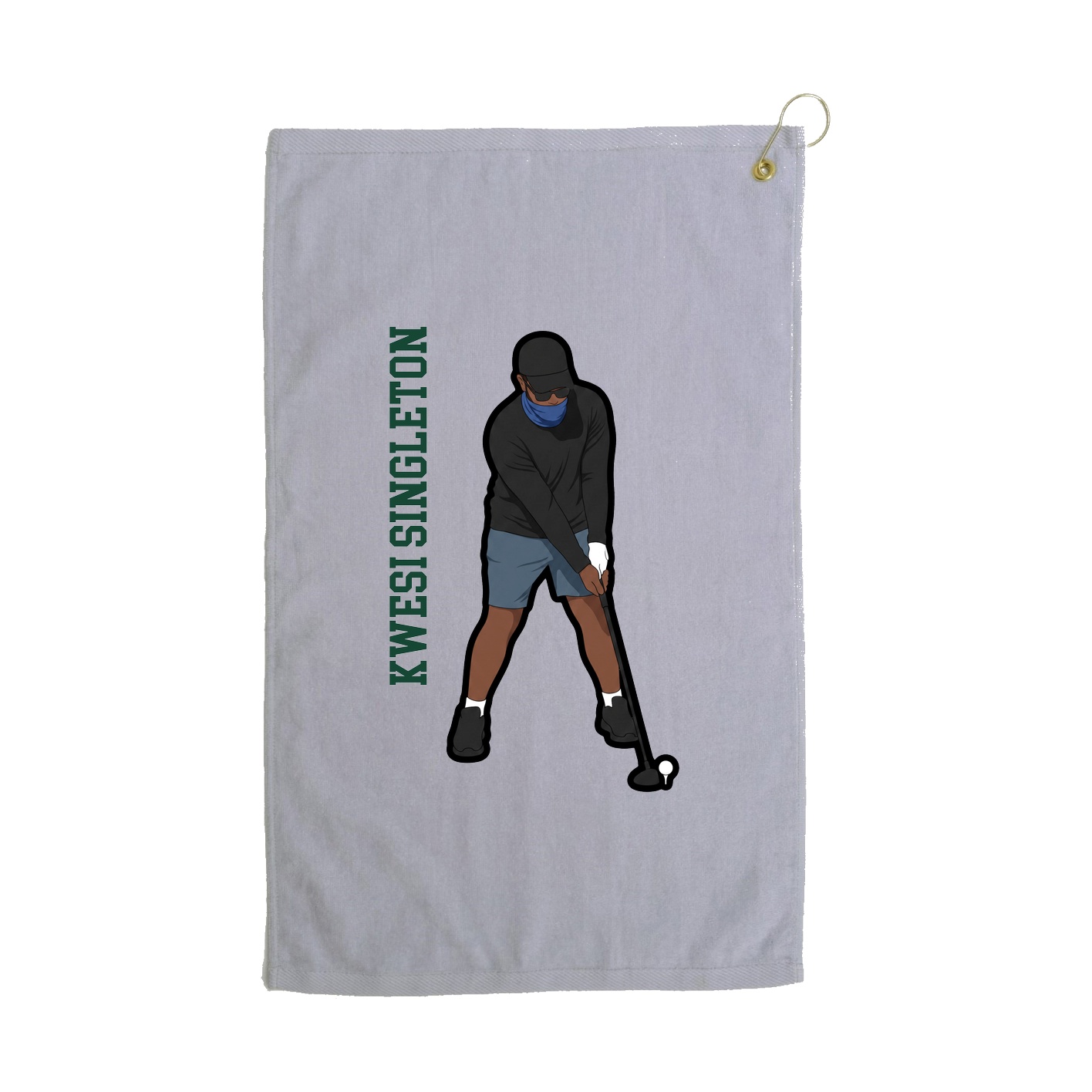 Golf Towel — Name Vertical in Grey