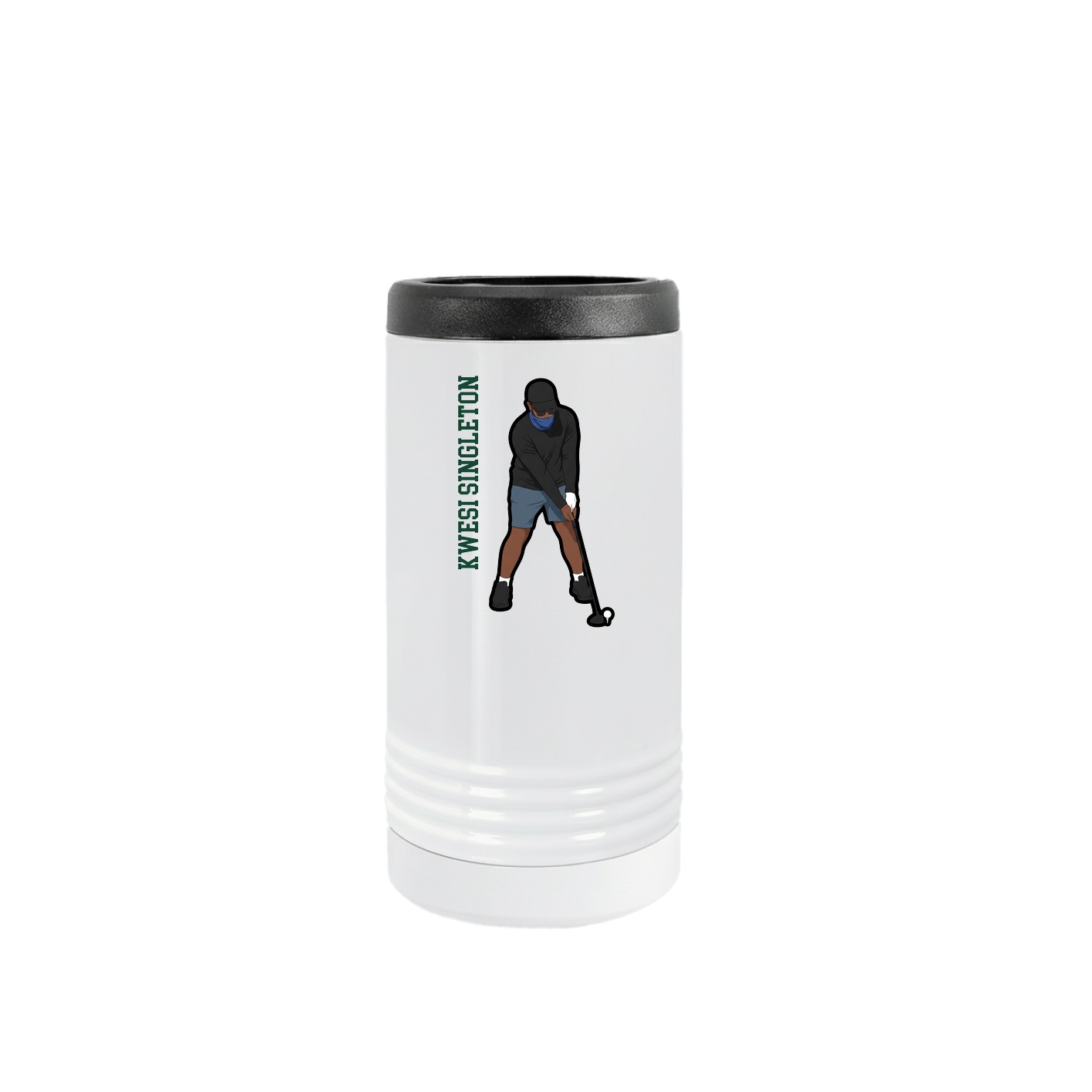 Slim Beverage Holder — Name Vertical in White