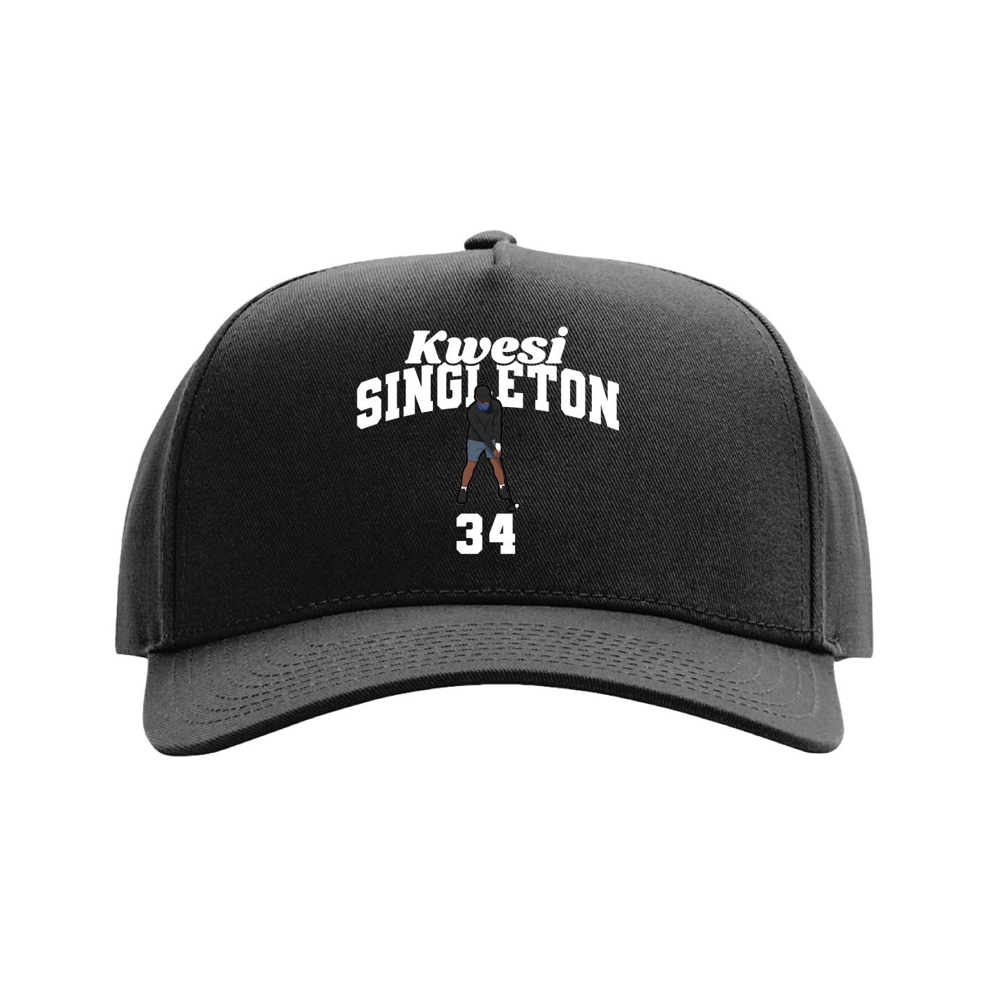 Full Fabric Five-Panel Champ Cap — Signature Arch in Black