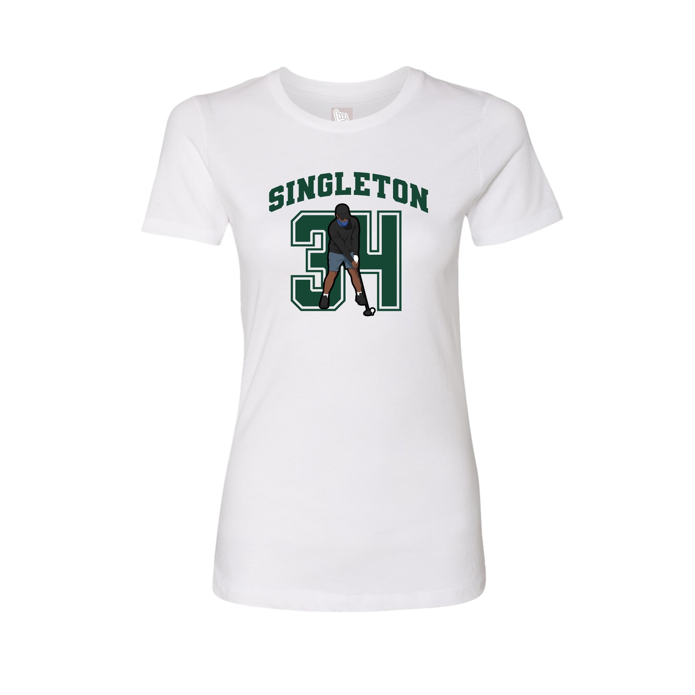 Fitted Women's Tee — Number in White