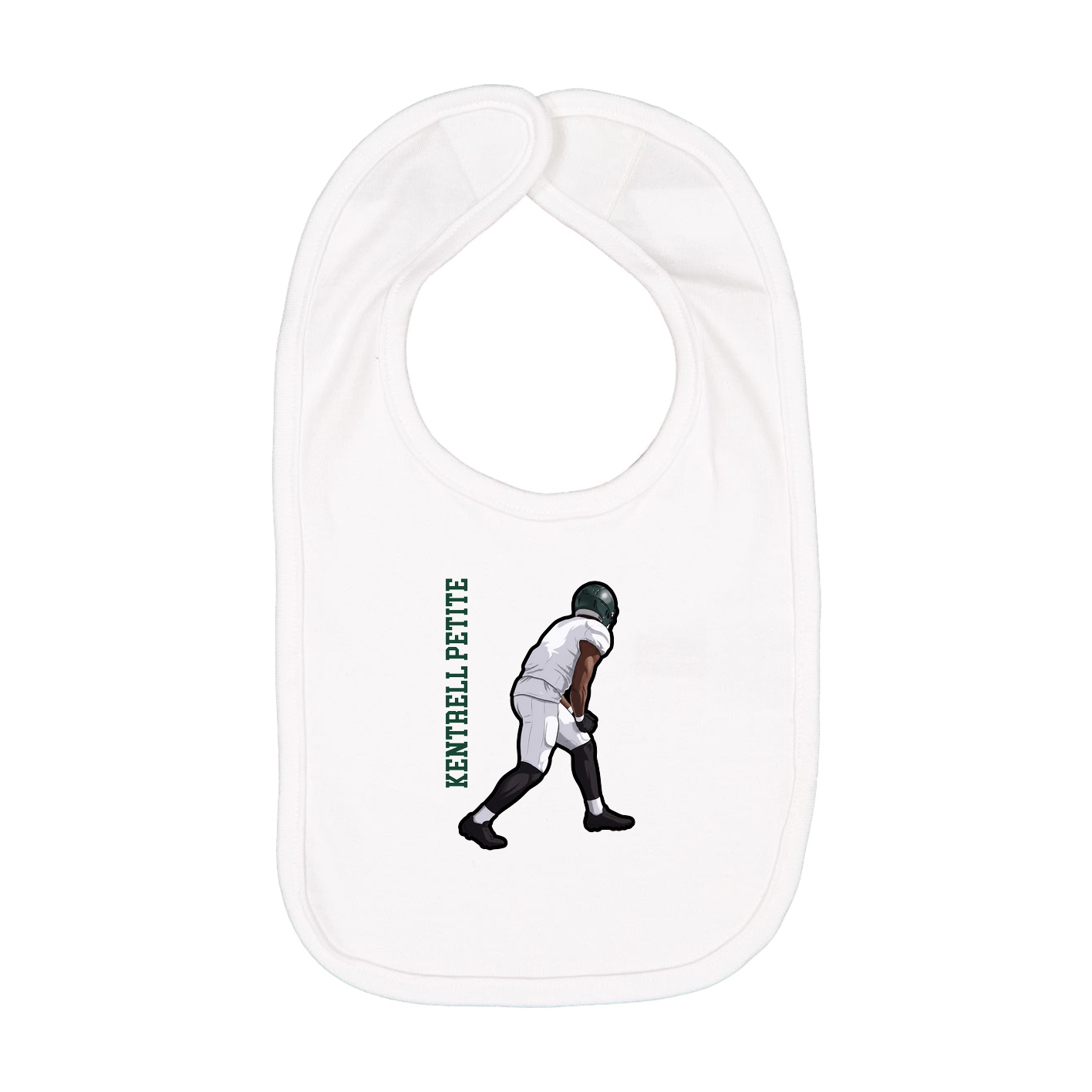 Infant Bib — Name Vertical in White