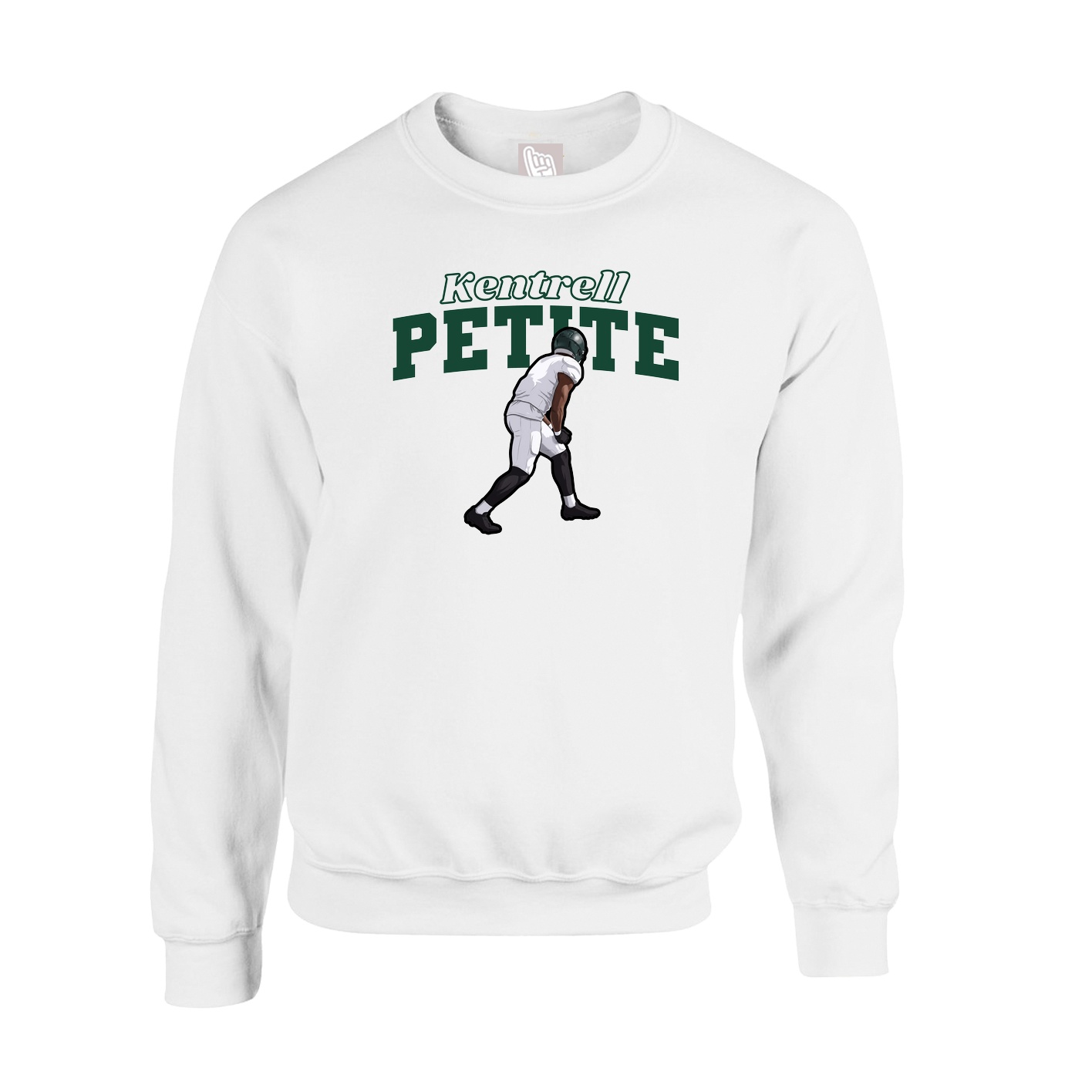 Fleece Crew — Name Arch in White
