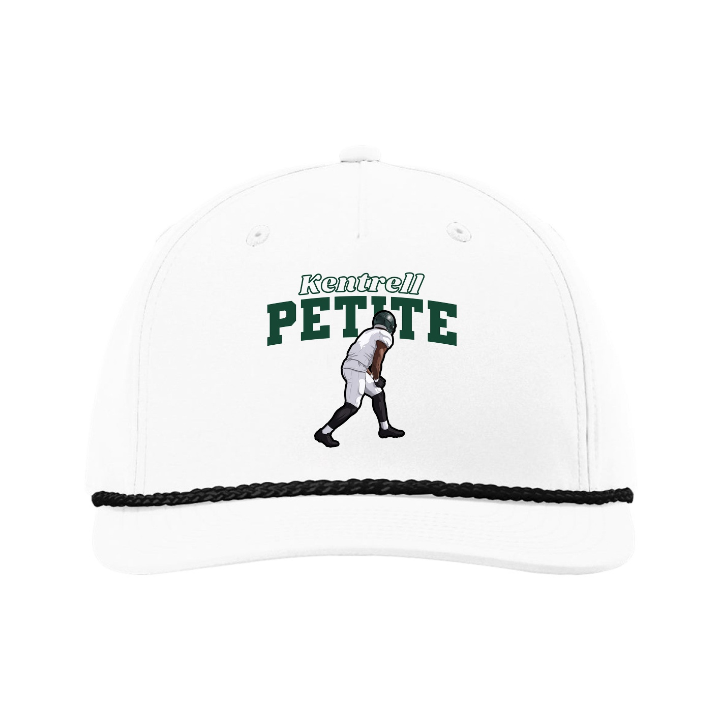 Five-Panel Classic Rope Cap — Name Arch in White