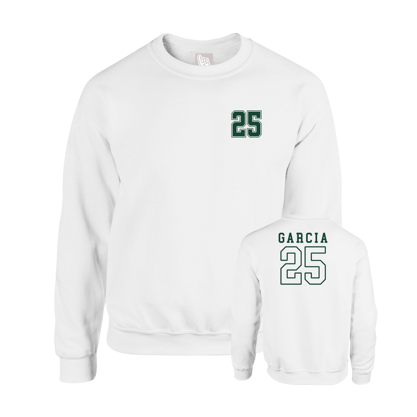 Fleece Crew — Chest Back in White