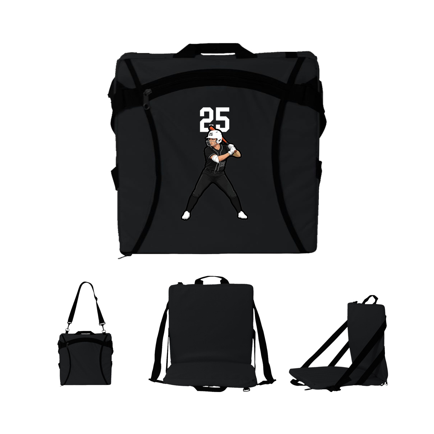 Folding Stadium Seat — Number Top in Black