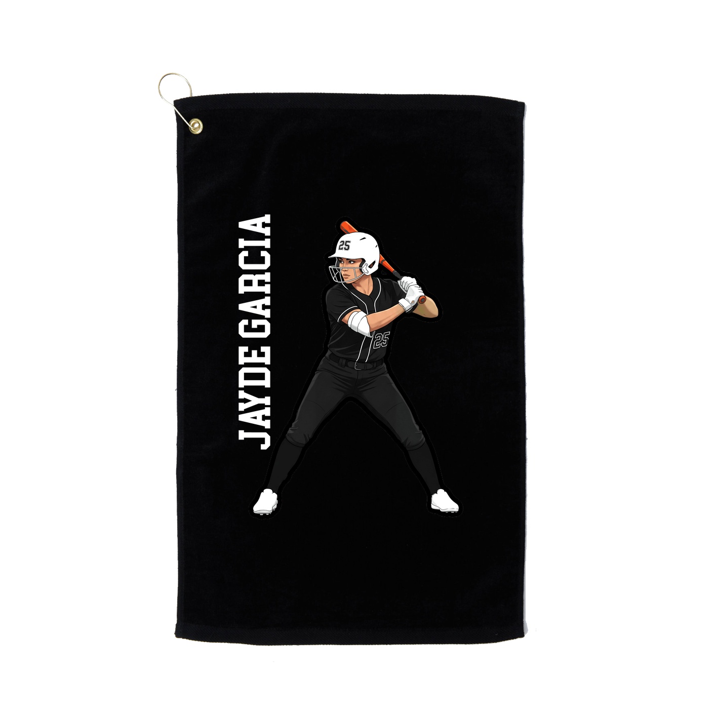 Golf Towel — Name Vertical in Black