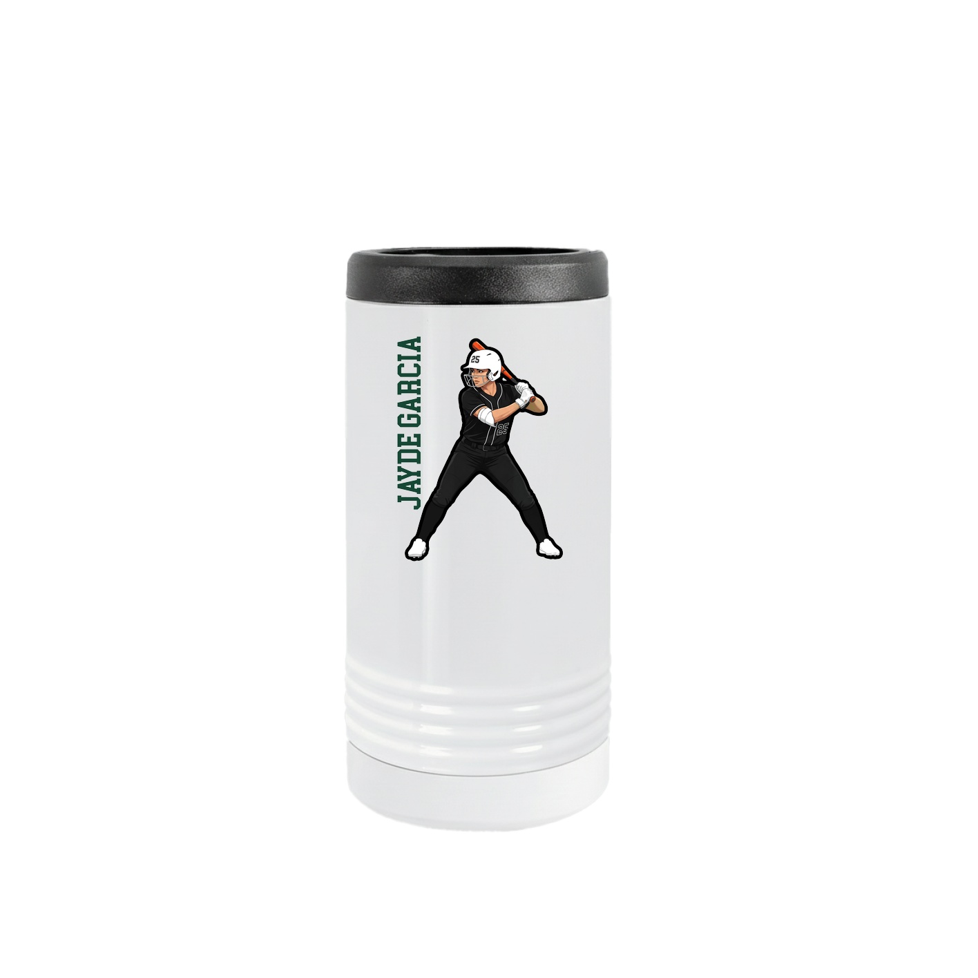 Slim Beverage Holder — Name Vertical in White