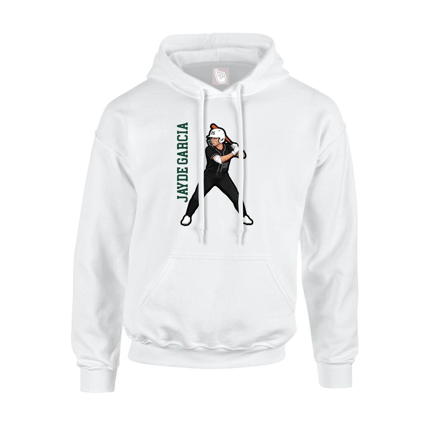 Hoodie — Name Vertical in White