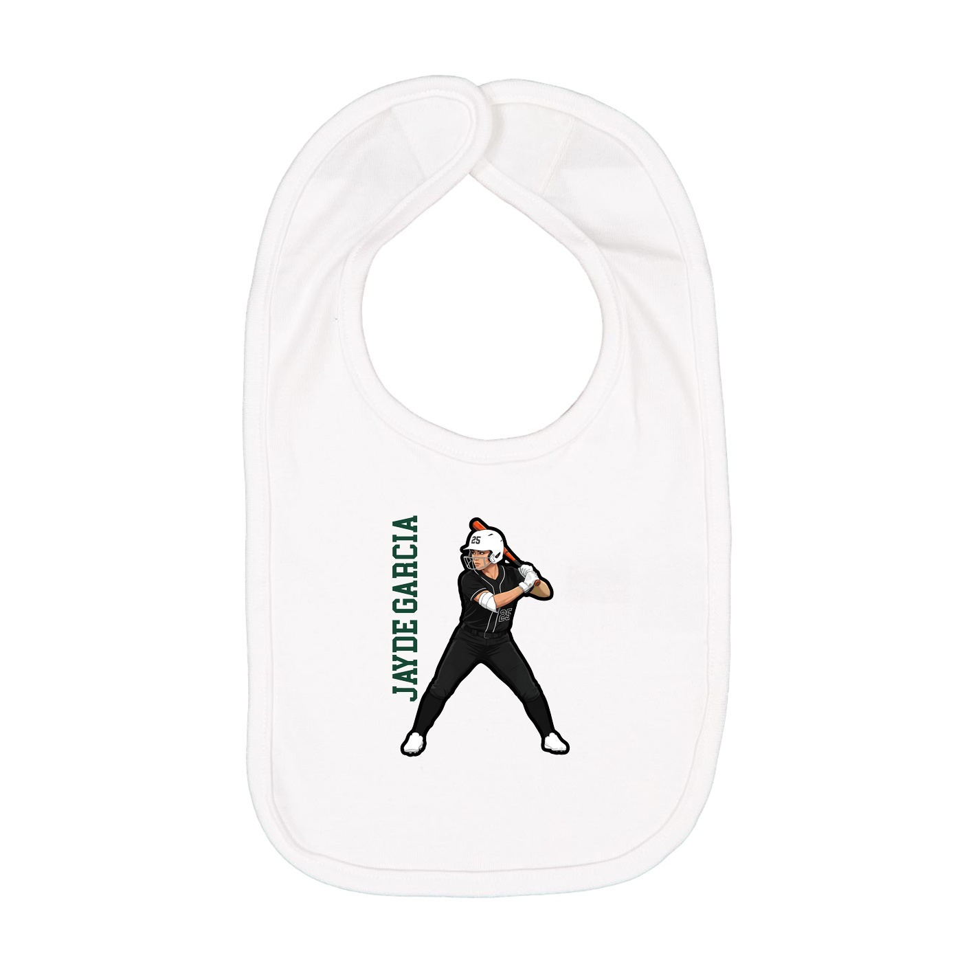 Infant Bib — Name Vertical in White
