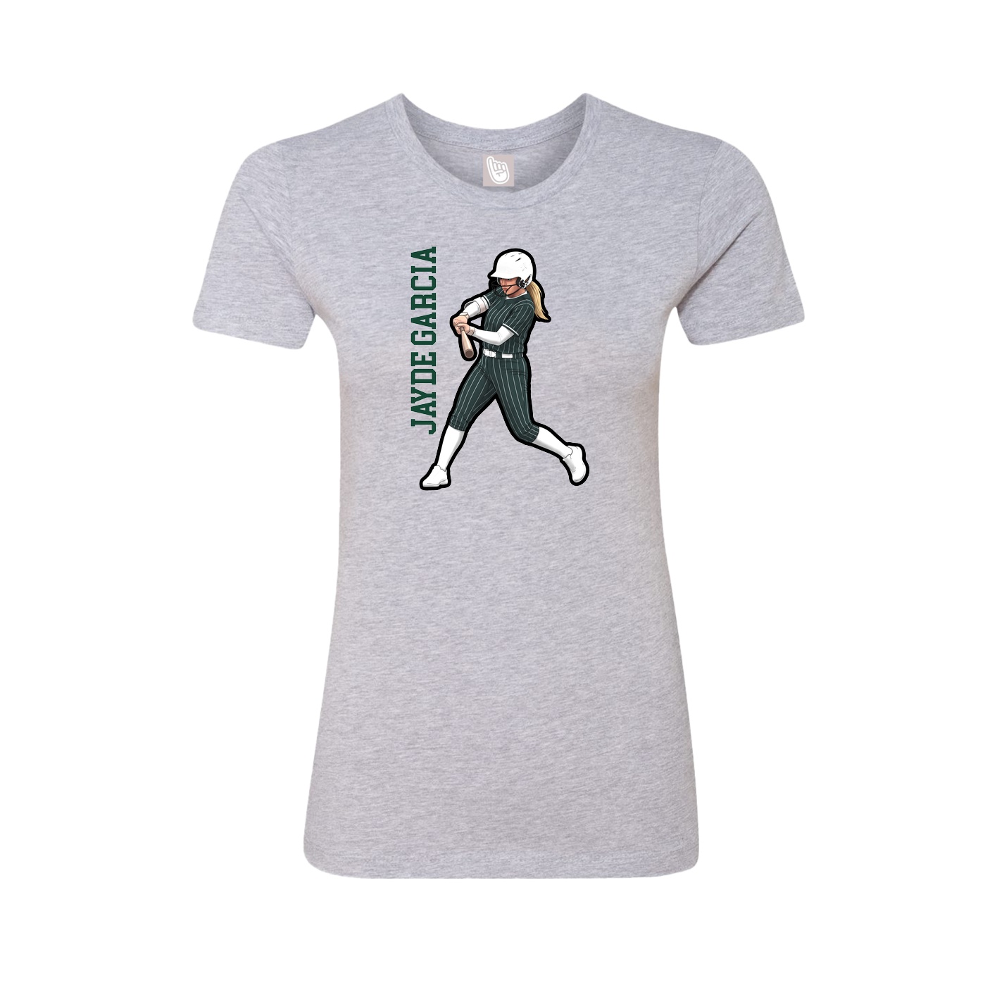 Fitted Women's Tee — Name Vertical in Grey