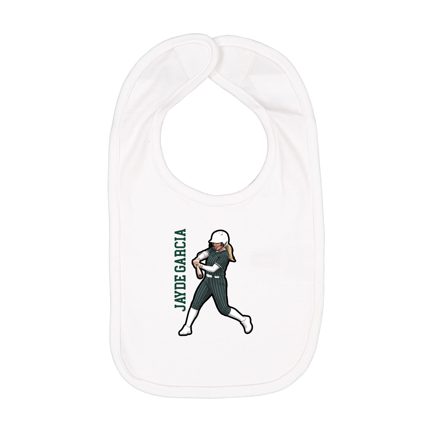 Infant Bib — Name Vertical in White