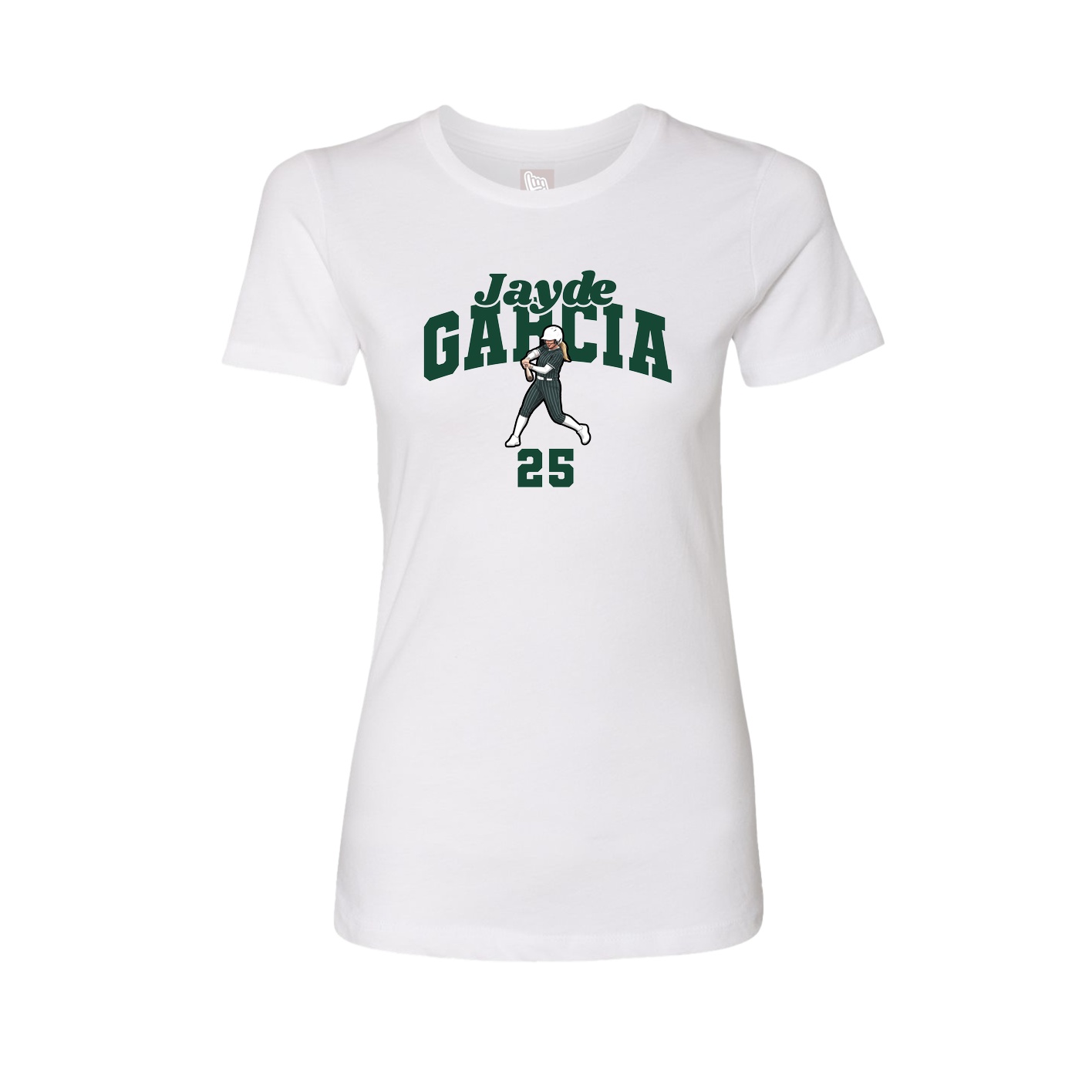 Fitted Women's Tee — Signature Arch in White