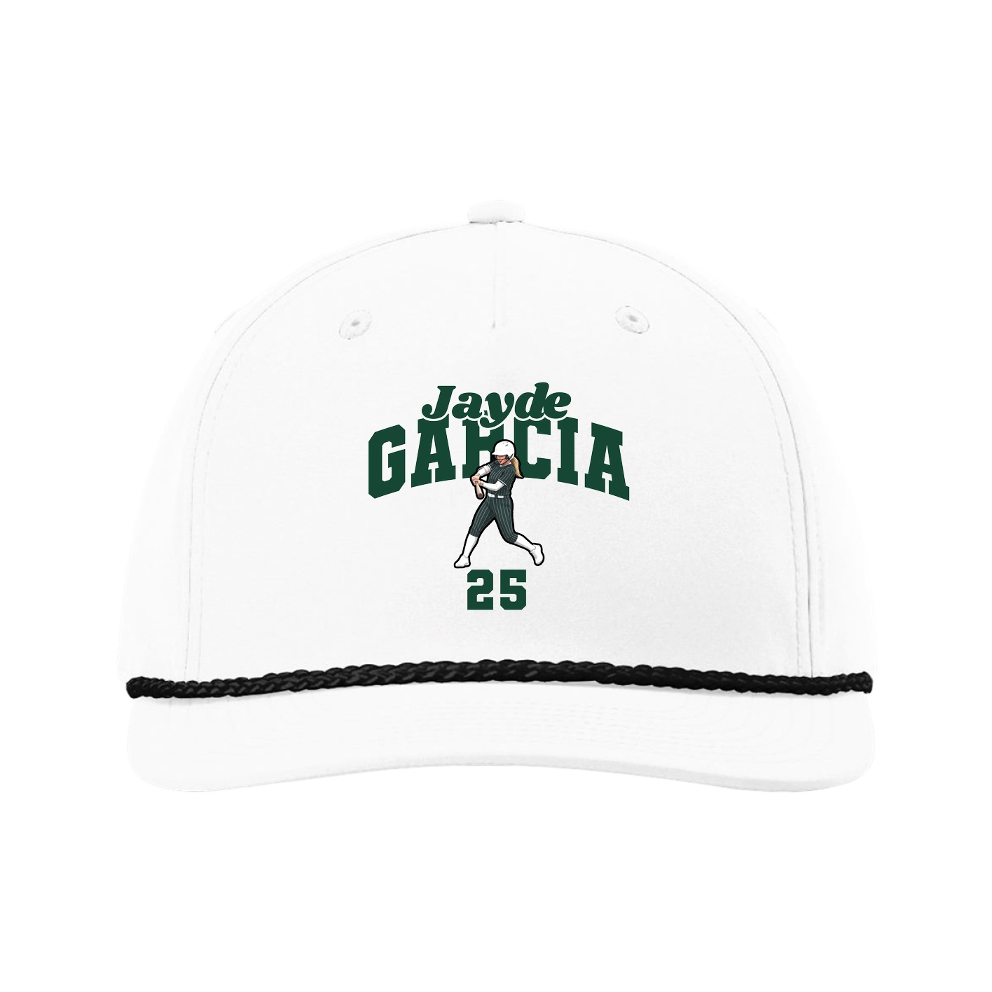 Five-Panel Classic Rope Cap — Signature Arch in White